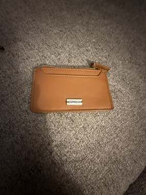 Express Tan Faux Leather Zip Card Case Wallet